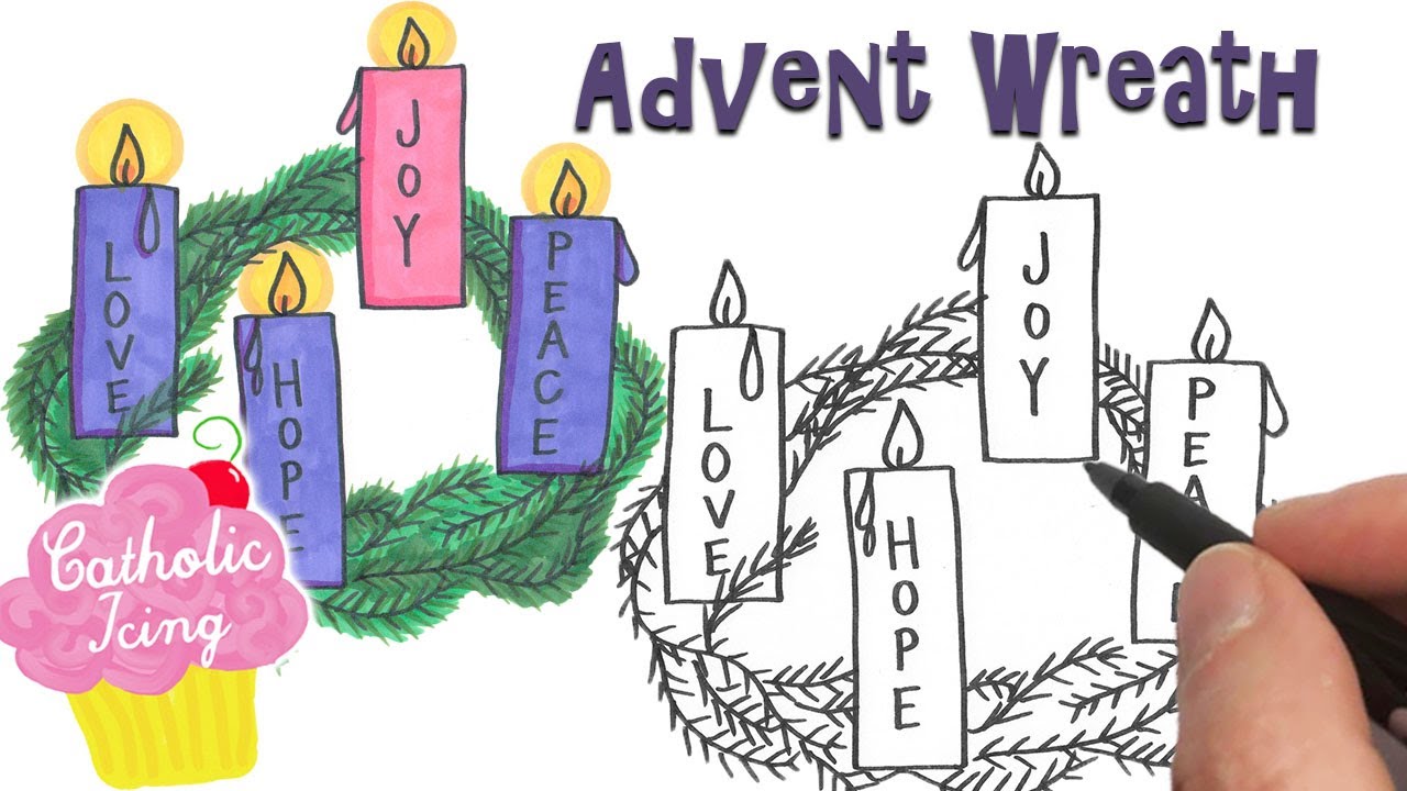 Romantic Advent Wreath with 4 Candles and 1 Candle Will · Creative Fabrica